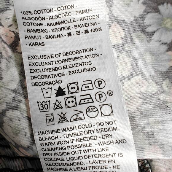 Levi’s Floral Crop Top Puff Sleeve Smocked Blouse Black Multicolor Size M NEW - Picture 5 of 8